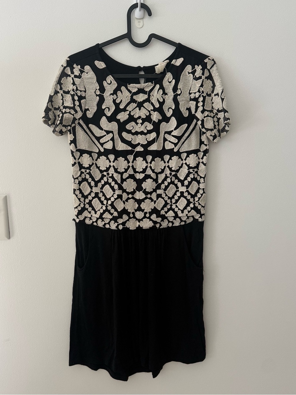 Anthropologie Everleigh Black Dress with Embroidery Detailing